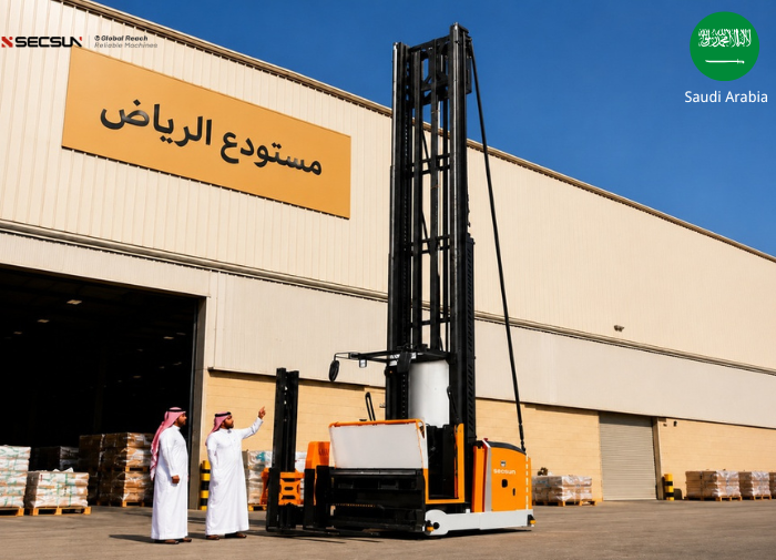 Saudi Arabia | 1.5 Ton Electric Reach Truck | High Rack Warehouse Solution