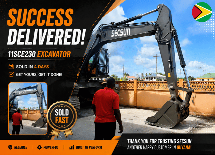 Guyana | Excavator Dealer Achieves Fast Sales Success with SECSUN 23 Ton Crawler Excavators